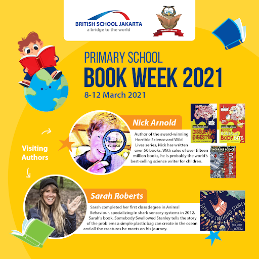 BSJlibraries's tweet photo. Save the date for Primary and Secondary School virtual Book Week 2021! #bsjinspires #morethanaschoolย #BookWeek2021 #BSJlibraries https://t.co/uZ7qyigANR