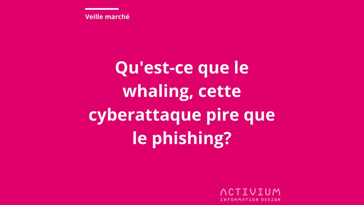 ACTIVIUMID's tweet image. Qu'est-ce que le whaling, cette cyberattaque pire que le phishing⚠️
Pour tout savoir, rendez-vous ici 👉 bit.ly/3jZIhaA
