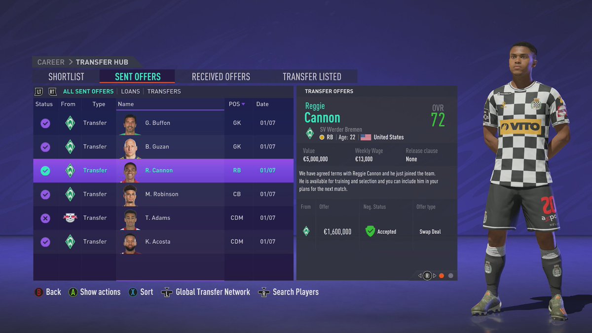 RipTheBrit's tweet photo. Next we sign some required πΊπΈ players including Cannon (RB), Robinson (CB), & Acosta (CDM). The best signing is likely Brad Guzan (GK) for our bench & we got him for a stone cold swap.
@CareerModeStars #CMSChallenge #FIFA21 https://t.co/sfQDXfPLMn