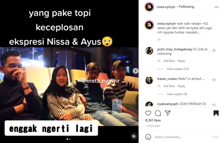 Ekspresi canggung Nissa Sabyan saat ditanyakan perihal kriteria pasangan.