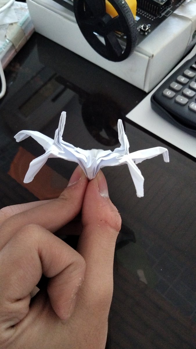 PaperFemboy's tweet photo. I butchered attempt 7 to become the official first attempt or prototype of my origami H-8 Global Defender. https://t.co/OQzgCTziBT