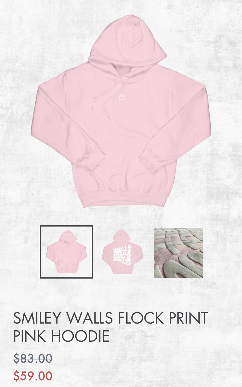 Louis Tomlinson News on X: #Update  The Smiley Walls Flock Print Pink  Hoodie is now sold out in all sizes!  / X