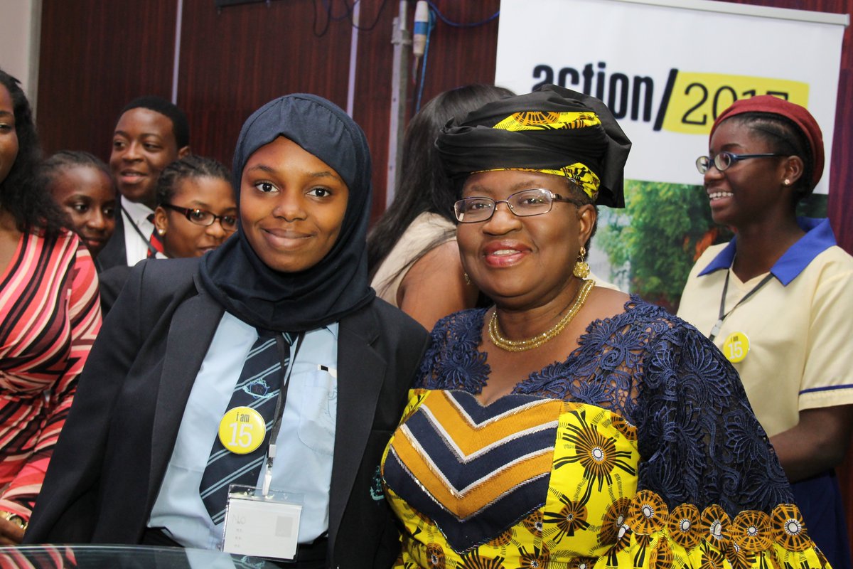 Maryam Ahmed, Save the Children Nigeria Youth Ambassador with Dr Ngozi Okonjo-Iweala during the #Action2015 event. 
