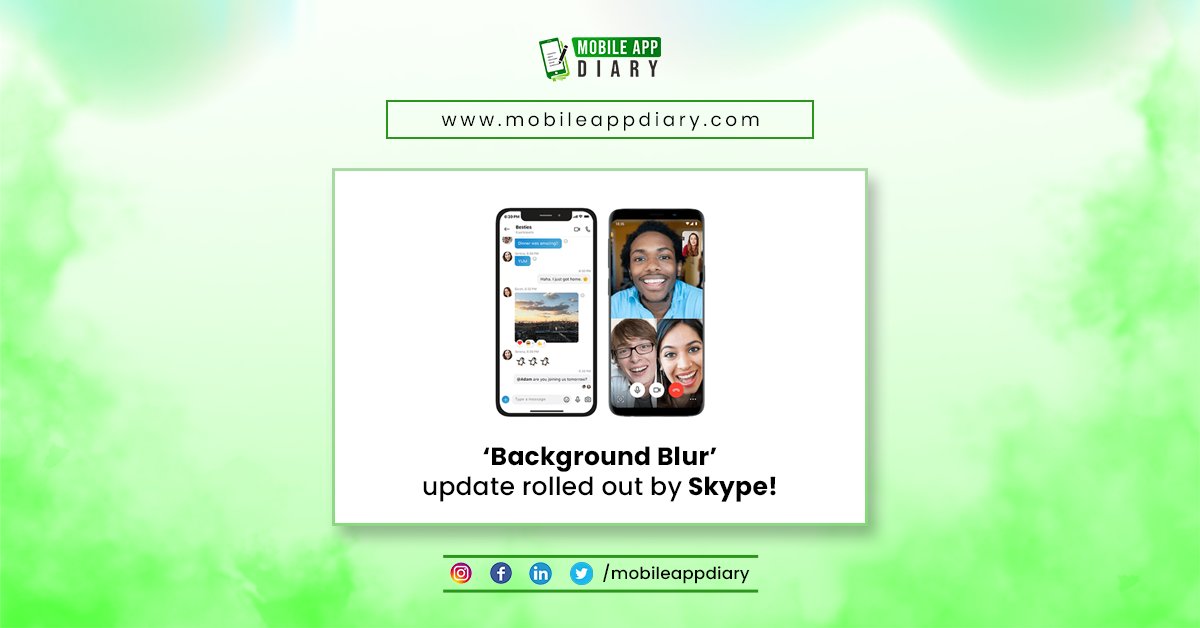 mobileappdiary's tweet photo. The background blur feature has been available on iOS for a while now and Android users are finally getting it with the Skype 8.68 update.
#MAD #MobileAppDiary #MobileAppDevelopment #Applications #Technology #Skype #SkypeUpdate #DigitalWorld #NewFeature #NewUpdates https://t.co/mGJZEFKiHH