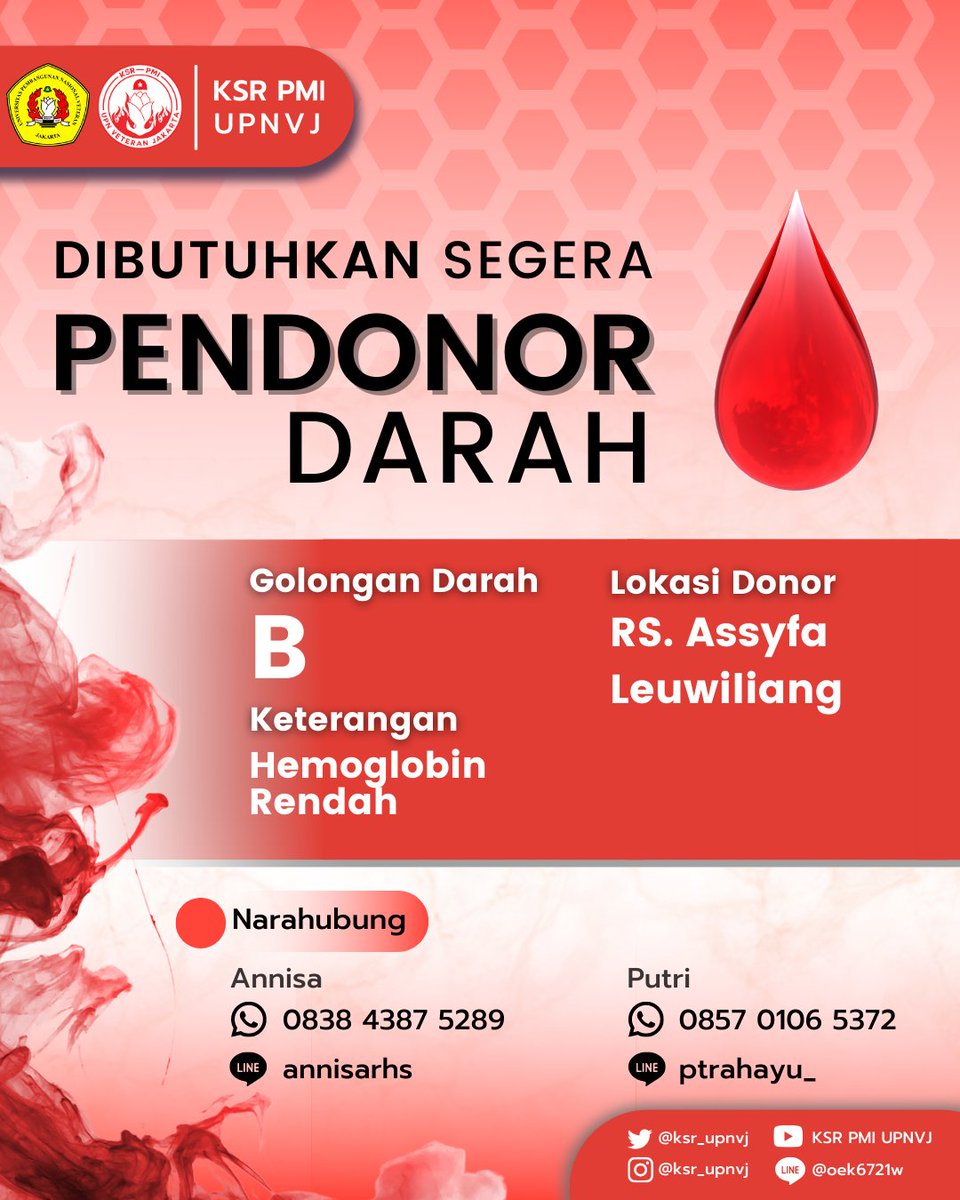 [ URGENT ]
Dibutuhkan pendonor bergolongan darah B. Untuk info lebih lanjut segera hubungi narahubung.

—————————————————
Izin tag: <a href="/Blood4LifeID/">BFL INDONESIA</a> <a href="/txtdaribogor/">txtdaribogor</a> <a href="/bloodforothers/">BFO</a>  #donordarah #donordarahbogor #dondar