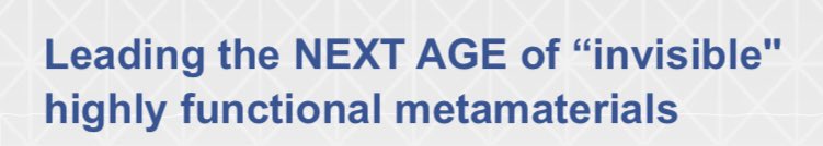  $TRCH (7): It looks like META will be NASDAQ’s first ever Metamaterials company - defined on META’s website as “complex films and other materials... that can manipulate and utilize light and other forms of energy in new and often amazing ways.”