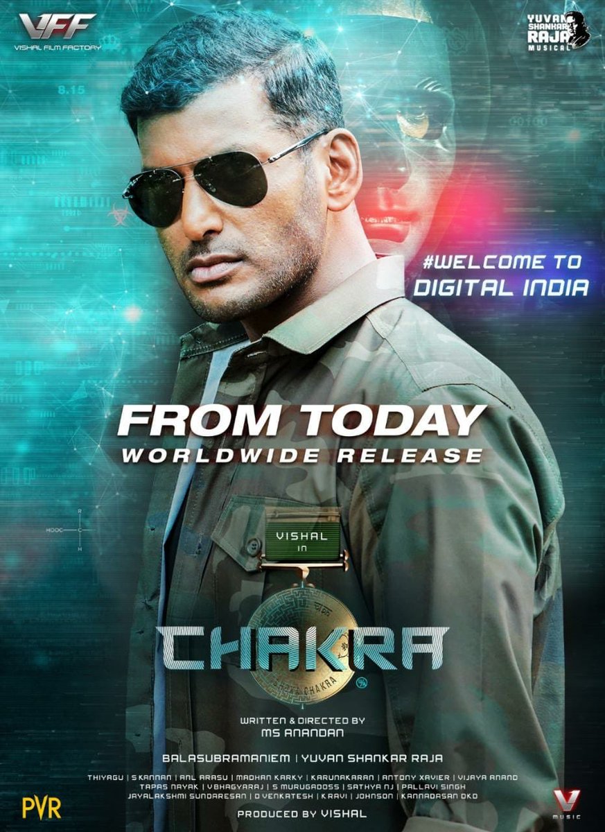 VishalKOfficial's tweet photo. #Chakra - From Today - Worldwide Release in 1500+ Screens, Biggest release for my Film 🎖️ Watch it in Theatres near you

#ChakraFromToday
#VishalChakra https://t.co/nbHC9G5hyi