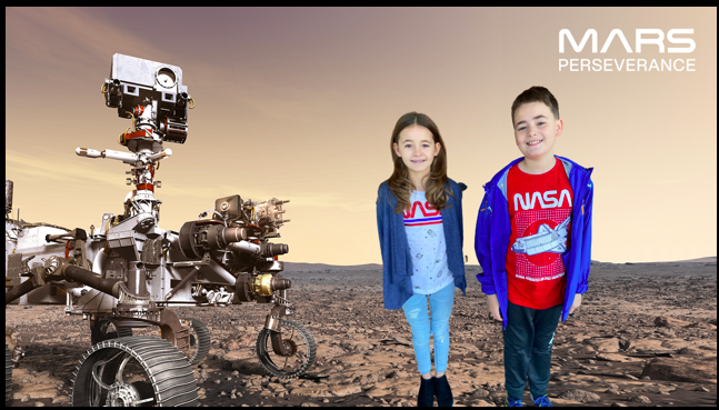 cathl7's tweet photo. Students on Mars next to the amazing Perseverance. What is better than this? Look at our future NASA engineers! #CountdownToMars @NASA https://t.co/yJdHTgswCE