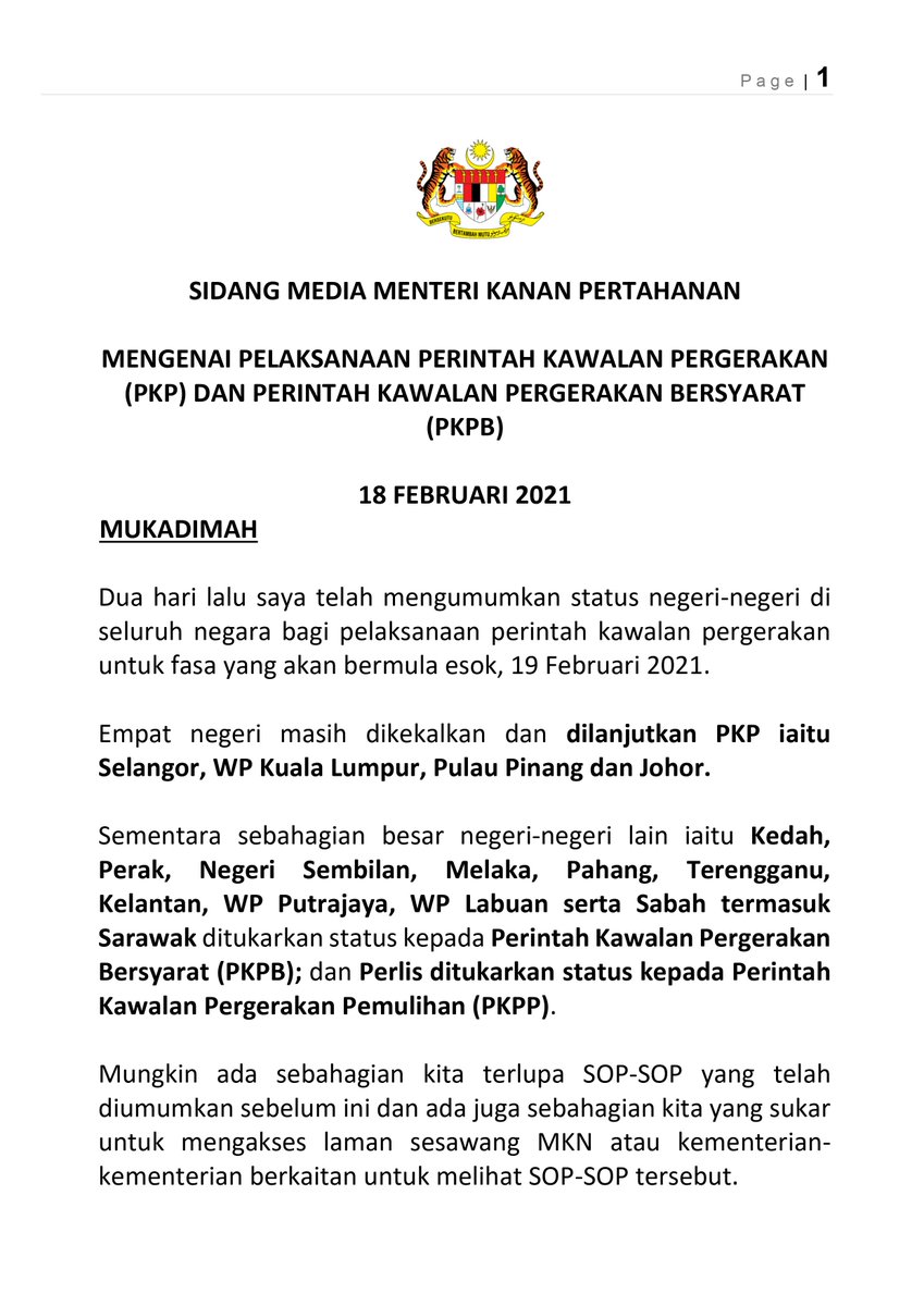 Eurocham Malaysia On Twitter Cmco And Rmco Allowed At 50 Of The Premises Capacity In Compliance With Sop Refer To Document For The Full List For Detailed Information Here Is Translated