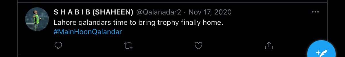 The boy born on the 19th February 2005, would go on to become the king of cricket threads.Shabib joined twitter on 17th Novemeber, 2020, a fateful day for cricket fans on twitter.His very first tweet, made it clear to us that he was a Qalandar, Dil Se.