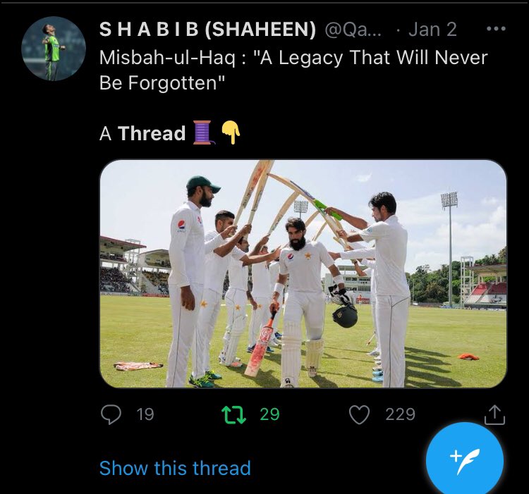 His 3rd thread, and the first of the year 2021 was posted on the second of January, was on Younis khan’s batting partner, Misbah ul haq, another brilliant piece of writing.