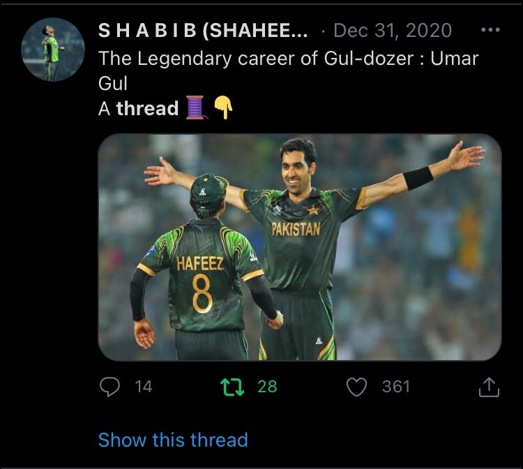 His next thread on new years eve, on one of my favourite fast bowlers Umar Gul, another wonderful thread on a legend.