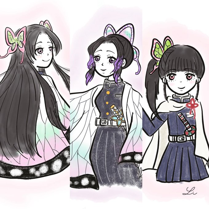 青い鳥さんがTwitterに投稿した胡蝶しのぶ(鬼滅の刃)のイラスト。