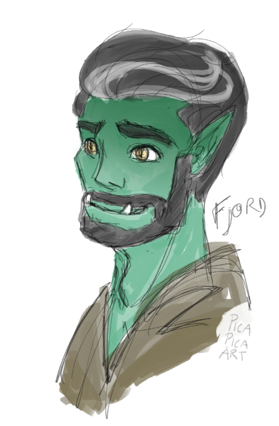srslyfrances's tweet photo. Mighty Nein doodles before bed. Trying a new style.... I'm really happy with how Fjord came out. #criticalrole #fjord #cadeuceus #yasha #criticalrolefanart #mightynein https://t.co/6EEqDLvIua