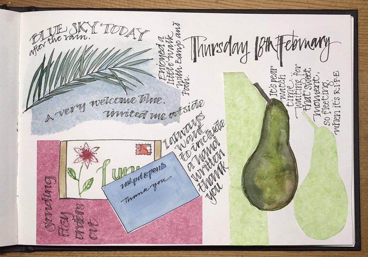 InkpotAndPen's tweet image. Two days from my current lockdown diary sketchbook.
Dodging flying poles, cutting and making, tulips and marmalade, Etsy orders and pear watching.
Everyday life around here these days!
#lockdownjournal