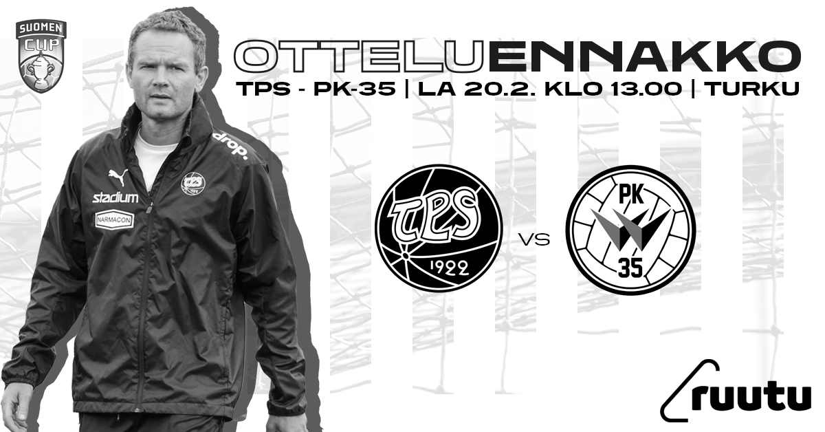 TPSjalkapallo's tweet photo. ⚫️⚪️ TPS - @PK35_Miehet LähiTapiola Areenalla huomenna lauantaina 20.2. klo 13.00 

Ottelu pelataan ilman yleisöä. Suorana @RuutuUrheilu.

📝 Otteluennakko: https://t.co/mnseSVCBbR

#FCTPS #SuomenCup #Ykkönen #Turku #TKOMV https://t.co/KWcA9s6r5c
