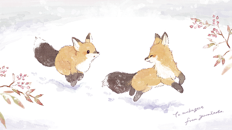 no humans fox snow branch animal focus signature animal general  illustration images