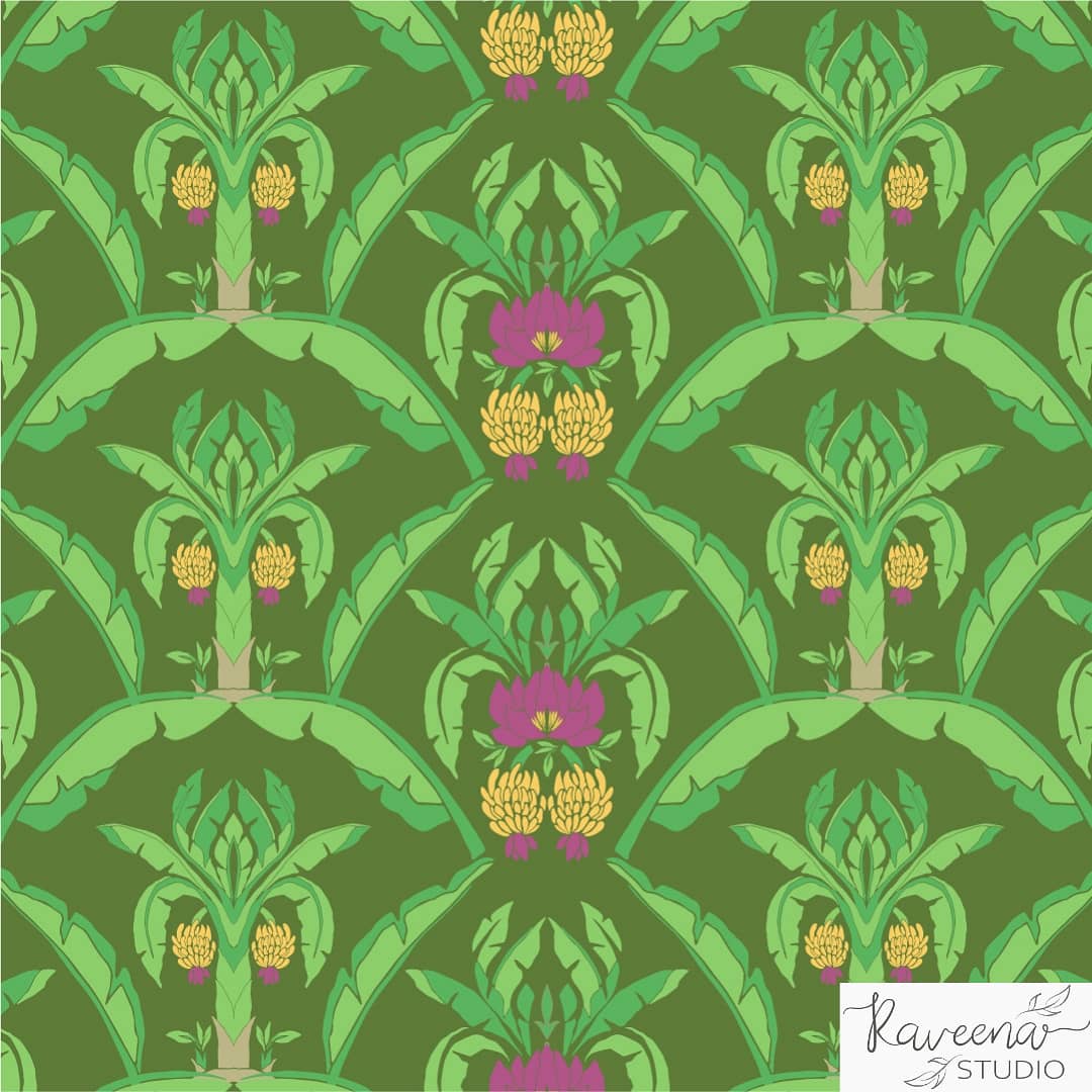 RaveenaBaskaran's tweet photo. #surfacepatterns #textileprint #textiledesign #printforhome #printforfashion #printmakers #bananarepeat #bananapattern #bananadesign #bananatree #bananatreedesign #bananatreerepeat #damaskwallpaper #damaskrepeat #damaskpatterns #damaskprints #moderndamaskwallpaper #moderndamask https://t.co/mBIZARjZaE