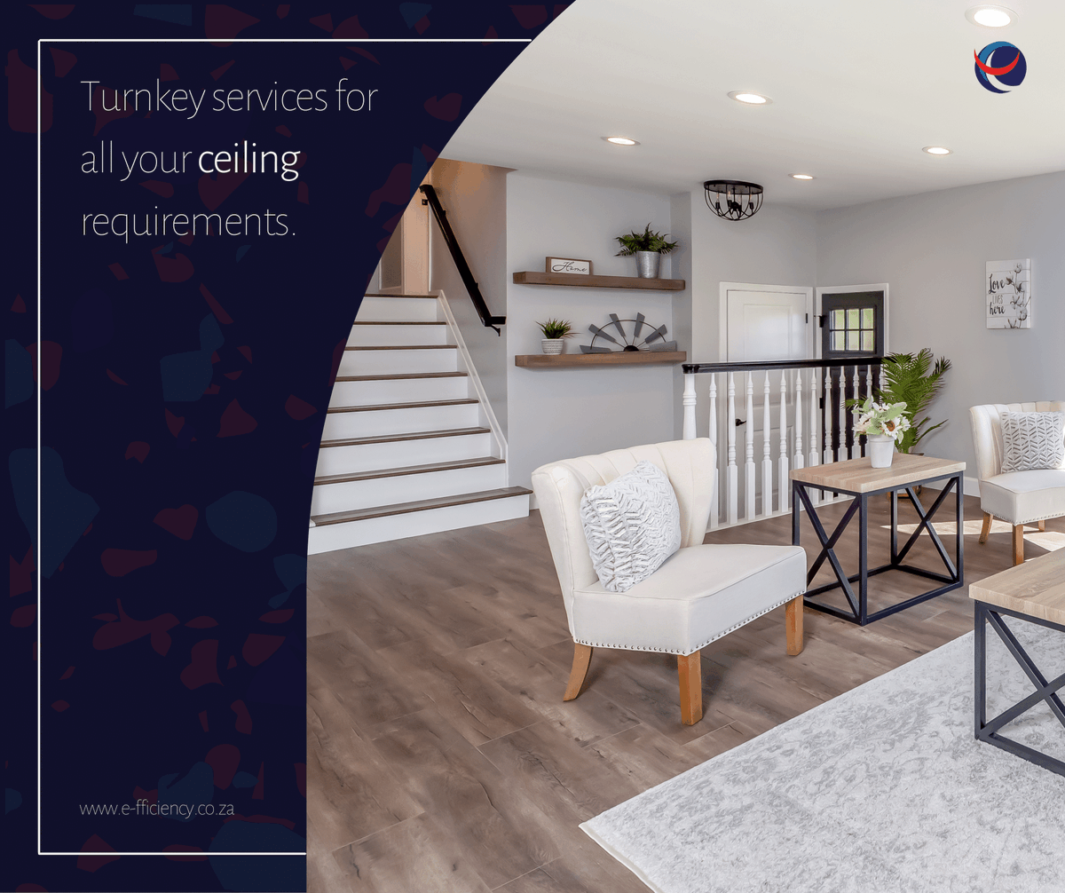 FficiencyE's tweet photo. Count on E-FFICIENCY to cover you with turnkey solutions for all your ceiling requirements.

We offer peaks, no leaks which include:
• Interior and exterior ceilings
• Specialist ceilings (on request)

Put it to the test today: https://t.co/e8m4Sgiiin https://t.co/EBqhEKxwJq