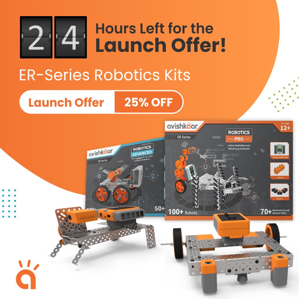 AvishkaarEdu's tweet photo. Have you treated yourself to the most powerful robotics kit yet? There are ONLY 24 hours left for the launch offer to end! Your passion and potential deserve the best. So get shopping!
#RoboticsKitBeginner #BeginnerRoboticsKit #Avishkaar #NewLaunch #STEMeducation #LaunchOffer https://t.co/hyWIkNwqwZ