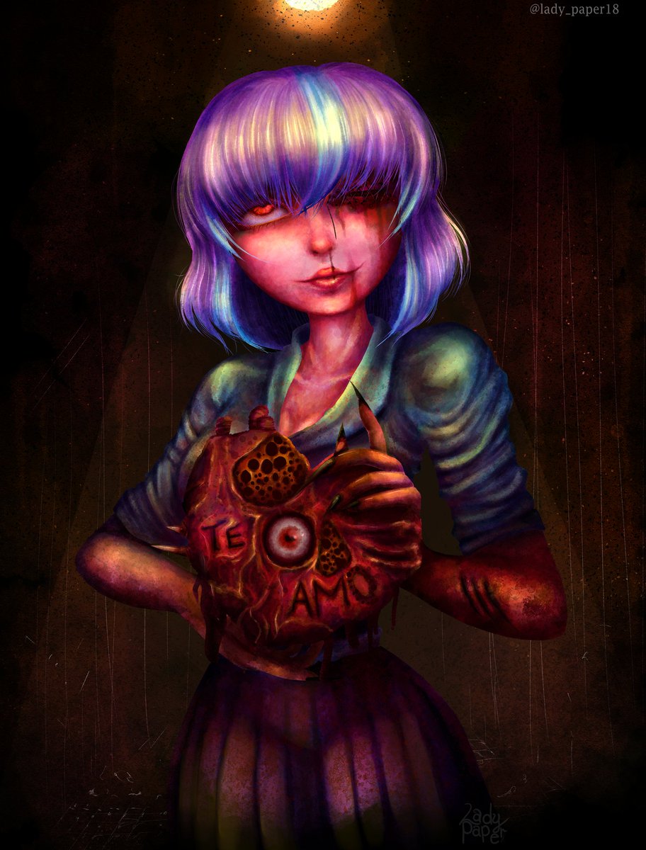 LadyPaper2's tweet image. Feliz 14 de febrero (un poco tarde)

#gore #anime #art #wacom #february14 #love #sangre #14DeFebrero #pastelgore #bizarre #girl