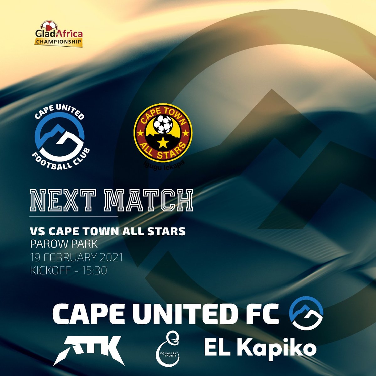 🚨MATCH DAY🚨

<a href="/capeumoyafc/">Cape Umoya UTD FC</a> 🌀 vs 🌐 @ctallstarsfc
🏟 Parow Park
📅 19 February '21
🕞 15:30
#ElKapiko #TheSpiritedOnes #ATKArena #PlaySeriously