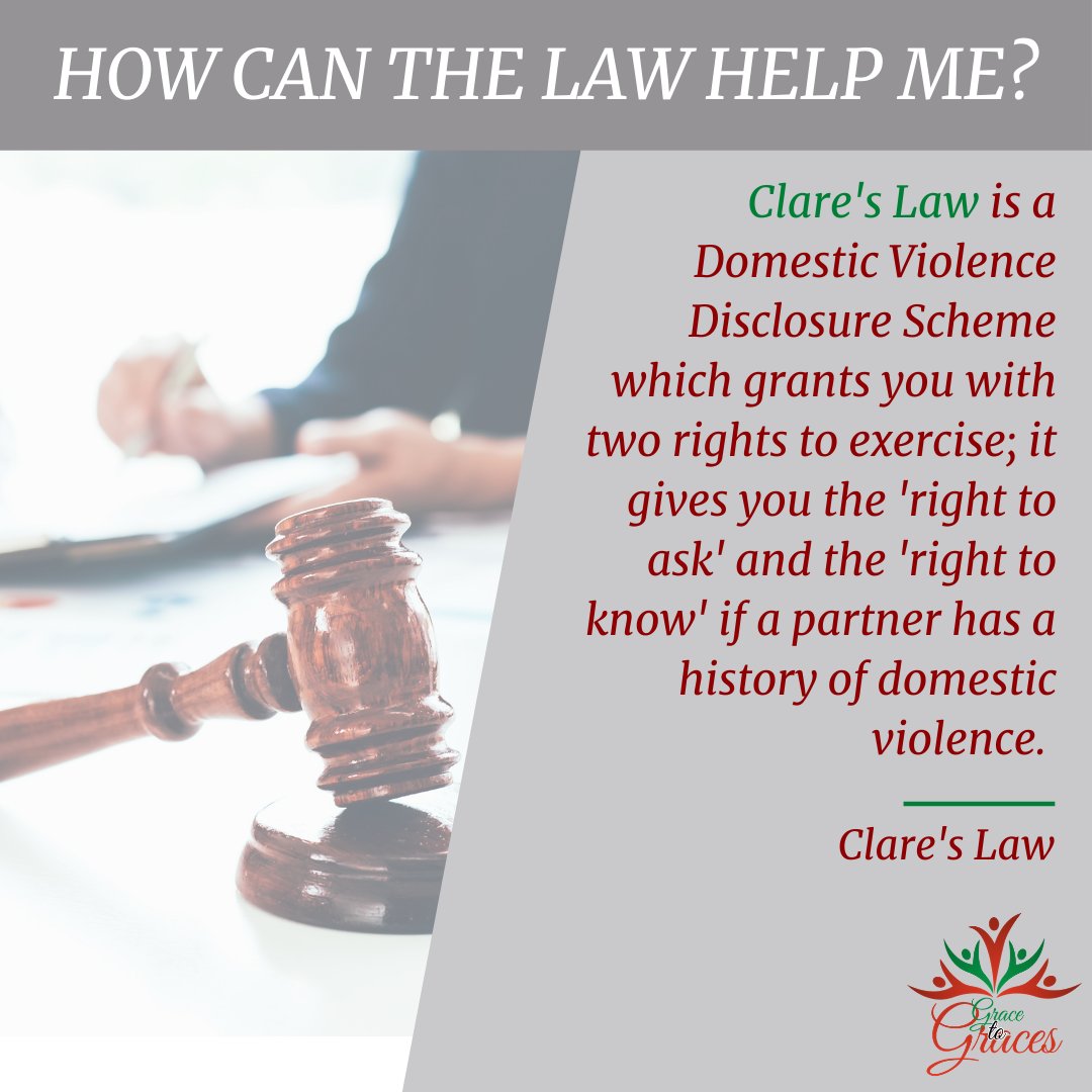 GracetoGraces's tweet photo. If you ever suspect that your partner is showing signs of domestic violence, Clare's Law allows you to find out information to keep yourself safe and avoid any potential harm. If you would like to find out more, join us at our webinar this Saturday https://t.co/QyHti6Lb74. https://t.co/95ODcdoyqq