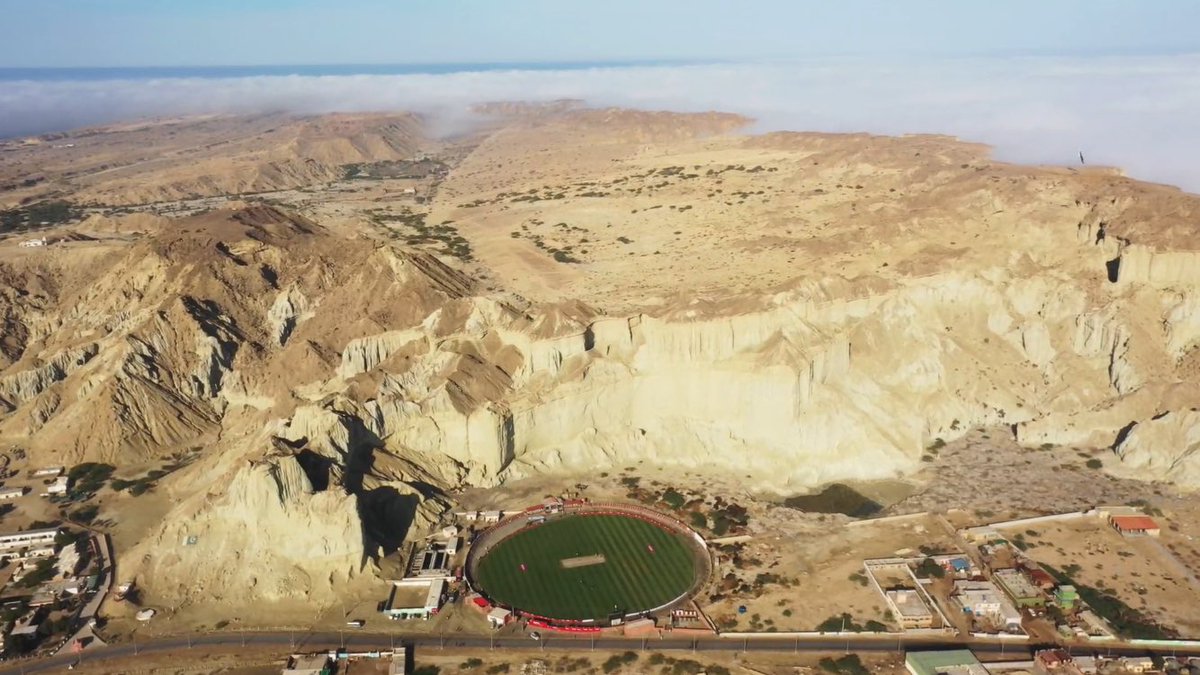 faizanlakhani's tweet photo. An aerial view of Gwadar cricket stadium. https://t.co/nDVuHoyfGO