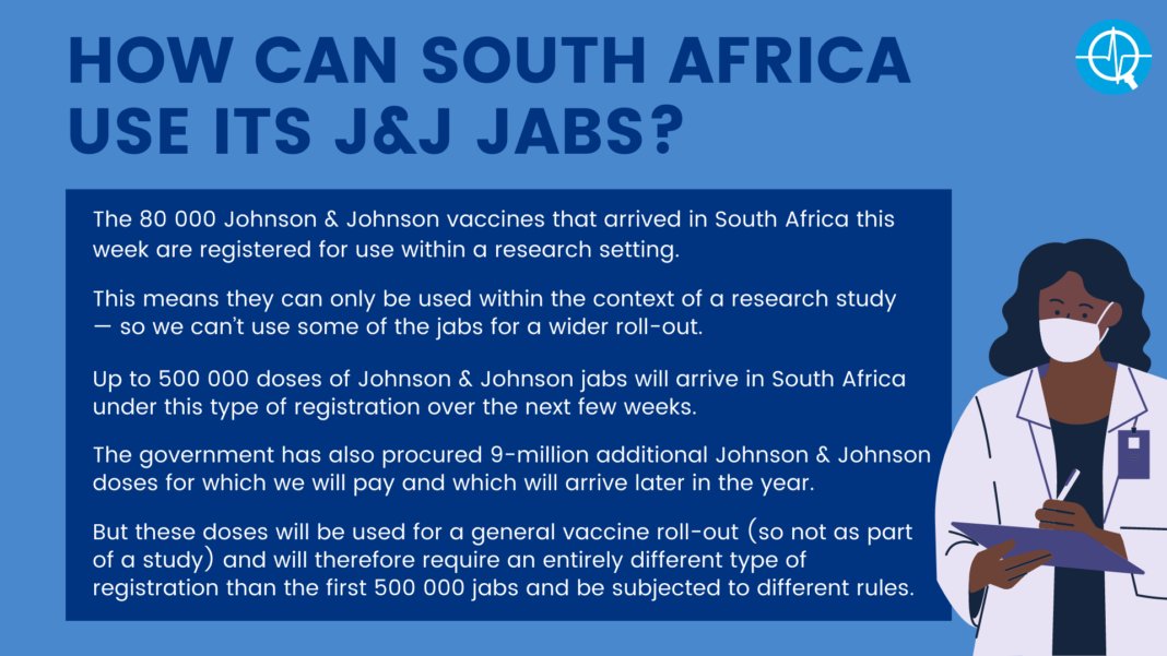 8. The 9 million J&J  #CovidVaccines that SA will receive later this year (we’ll pay for them), will be used for wider roll-out (so not as part of a study). So these jabs need a different type of approval, similar to what the  #AstraZeneca jabs got.  https://bit.ly/37p7ohW 