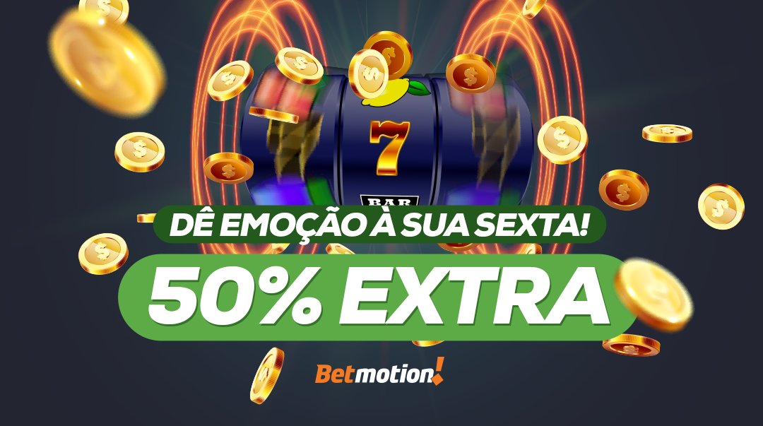 betmotion_br's tweet photo. Dê emoção à sua sexta com 50% extra em #Slots! Queremos que você se divirta muito aqui no #Betmotion, por isso, preparamos este #Bônus incrível! Saiba mais: https://t.co/IQQozxCkta #BetmotionBR #SlotsBetmotion #PremioExtra https://t.co/QlrTFudDZX