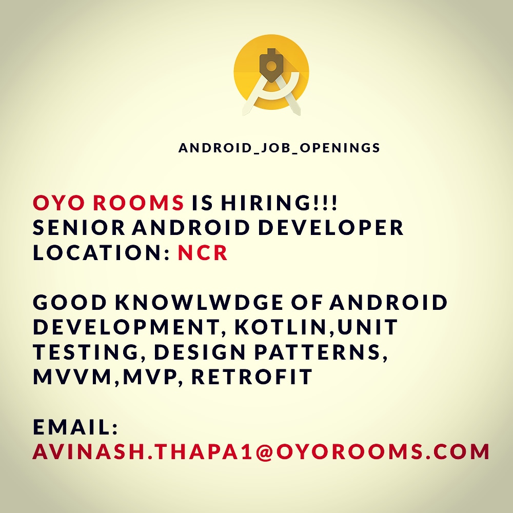 AndroidOpenings's tweet image. #fullstackdeveloper #freshers #freshers2k19🔥 #hiring #passout #jobsearch  #jobopenings #jobvacancy #jobsearching #jobinterview #jobfair #jobseeking #jobhunt #jobhunting #jobposting #jobshiring #jobopportunities #jobsite #jonsnow #nowhiring #hire #forhire #jobsinindia