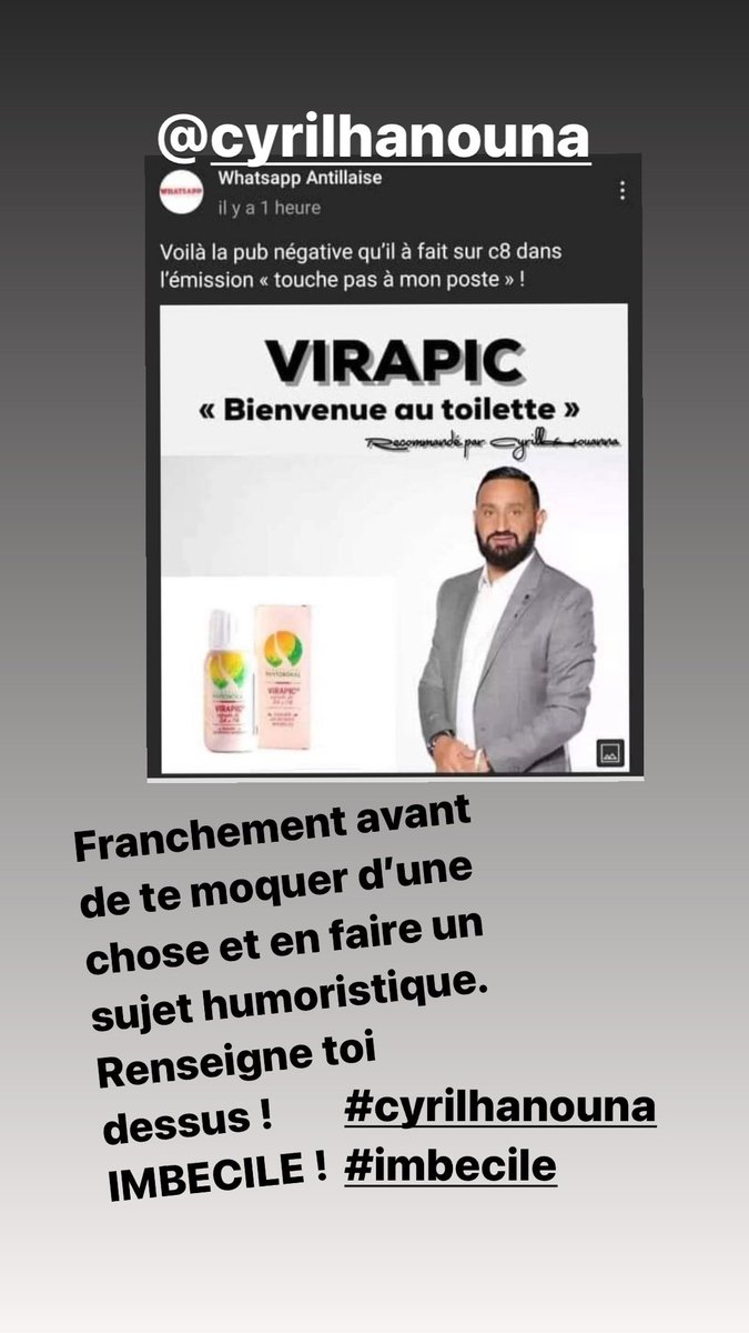 CarlNLC_ElChab's tweet photo. @Cyrilhanouna #imbecile
Renseigne toi avant de te moquer de quelques choses et invite de vrais médecins ou des personnes vraiment  au courant de l’information ! Essaye de te démarquer des Fakes news #vraiment #déçu https://t.co/mrNpksGhRW