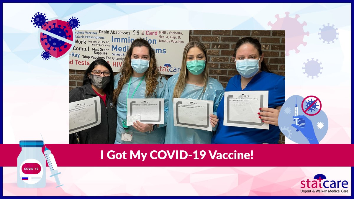 statcare's tweet photo. Meet your local healthcare heroes, the Statcare Team! Our team members are getting the COVID-19 vaccine to help create a safer world and end the fight against COVID-19. https://t.co/HbzPJfYXwy
.
#covidvaccine #statcareteam #pandemic #COVID19 #vaccine #healthcareheroes #beatcovid https://t.co/trGjROzFqA
