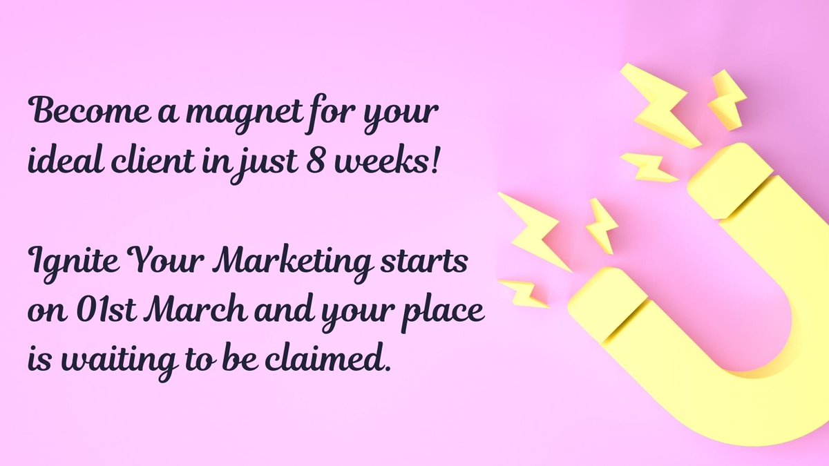 lindsey_burden's tweet image. Does the idea of #marketing your business fill you with dread? I have a solution for you. Ignite Your Marketing is an 8 week programme packed with marketing punch and leading you to become a magnet for your perfect client. Starting on 1st March. Visit ow.ly/kbjJ50DAgj3