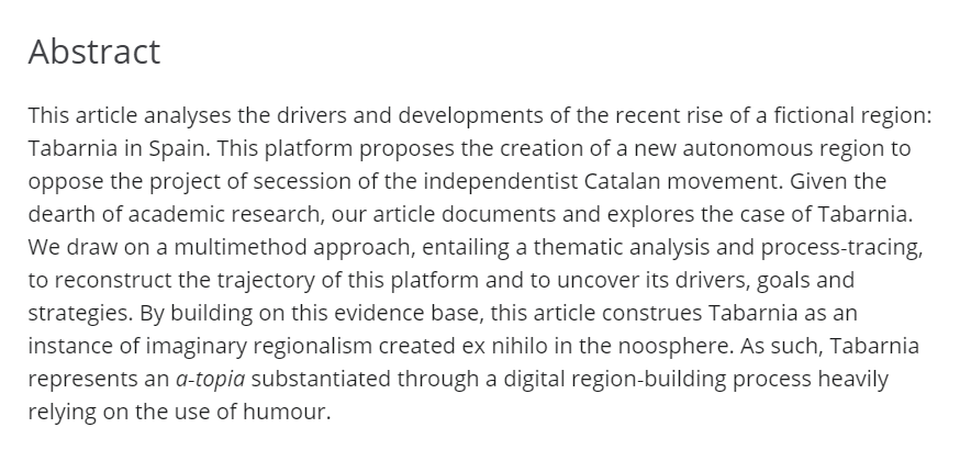 .<a href="/roberto_baldoli/">Roberto Baldoli</a> and <a href="/elis_mocca/">Elisabetta Mocca</a>'s new article, 'Rescuing national unity with imagination: The case of Tabarnia' is up now on #earlyview at doi.org/10.1111/nana.1…