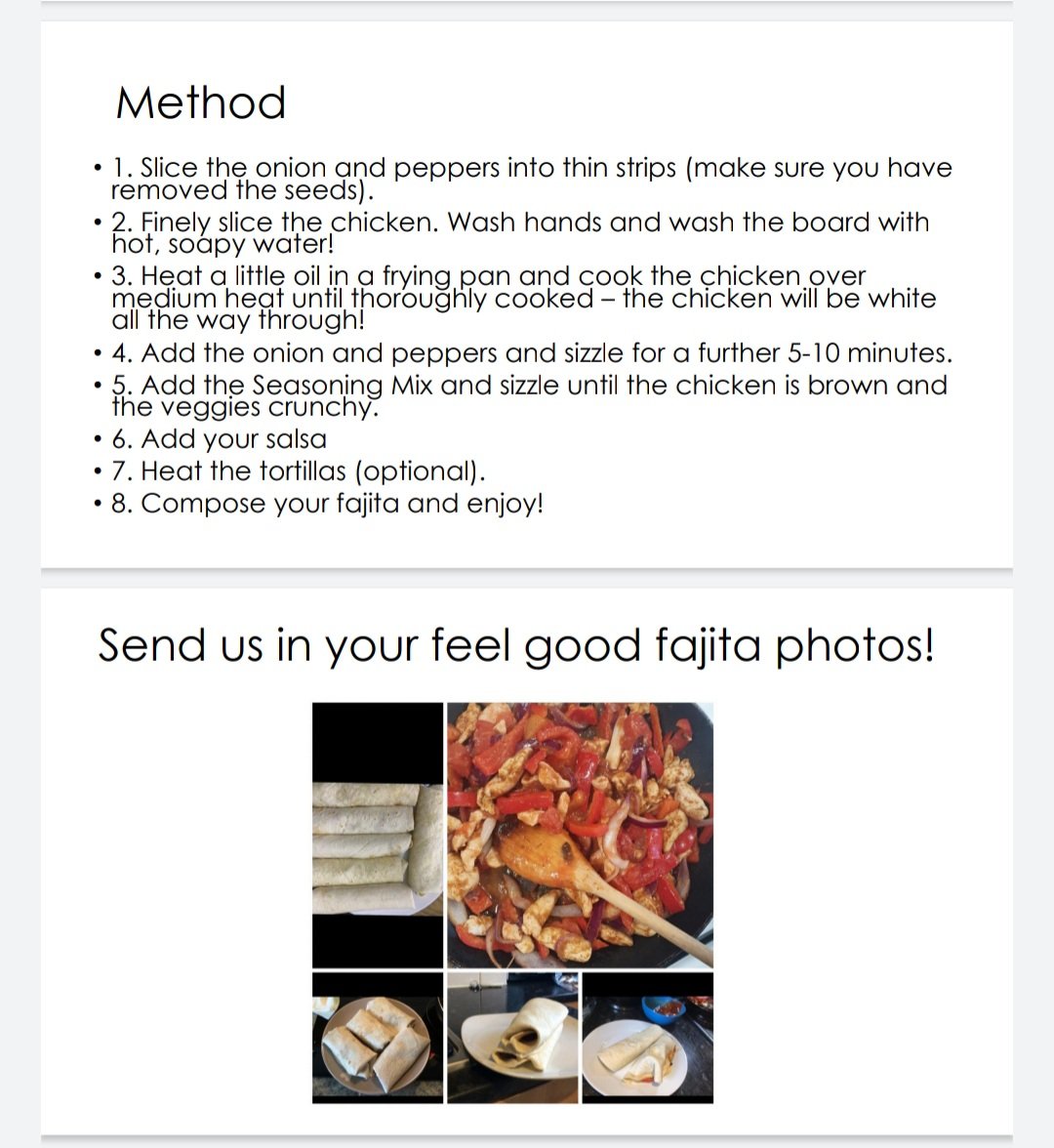 KSSFoodTech (@foodkss) on Twitter photo If you missed our "good food, good mood" fajita cookalong - here is our recipe!
Send us in your photos if you give them a go. 📸🌯
Please contact <a href="/divers_miss/">Miss Divers🌻</a> or <a href="/missEyre6/">Mrs Eyre</a> if you want to join our next cookalong. <a href="/KnightswoodSec/">KSS</a> <a href="/pe_knightswood/">Knightswood PE</a> If you missed our "good food, good mood" fajita cookalong - here is our recipe!
Send us in your photos if you give them a go. 📸🌯
Please contact <a href="/divers_miss/">Miss Divers🌻</a> or <a href="/missEyre6/">Mrs Eyre</a> if you want to join our next cookalong. <a href="/KnightswoodSec/">KSS</a> <a href="/pe_knightswood/">Knightswood PE</a>