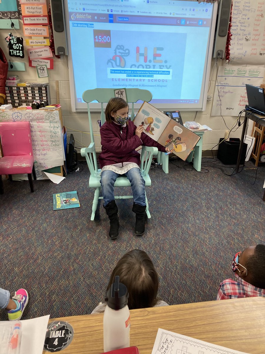 It makes me so happy when past students come back and read to my current class!!! This girl needs to be a teacher one day!  Love my connections!  #Pridein5 #hecleads ⁦⁦<a href="/hecorleyelem/">H.E. Corley Elem</a>⁩