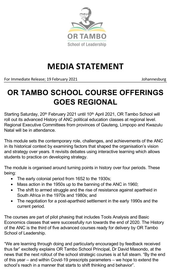 OR Tambo School of Leadership tweet media