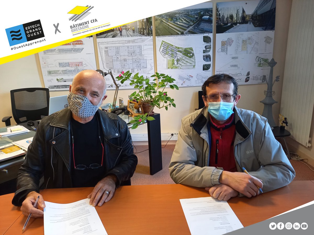 Cette semaine, notre président Jean-Pierre Bréhé a signé un contrat de partenariat avec <a href="/EdTechGrdOuest/">EdTech Grand Ouest</a>, un collectif au service de l'enseignement et de la formation ! 👏

#Formation #EdTech #elearning #CFA #Bâtiment