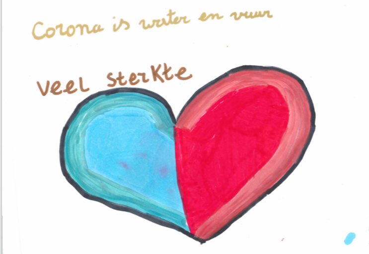 Mooie tekening van 9-jarige patiënte om dokters <a href="/radboudumc/">Radboudumc</a> en #Amalia kinderziekenhuis een 🧡 hart onder de riem te steken <a href="/BasHVerhoeven/">Bas Verhoeven</a>