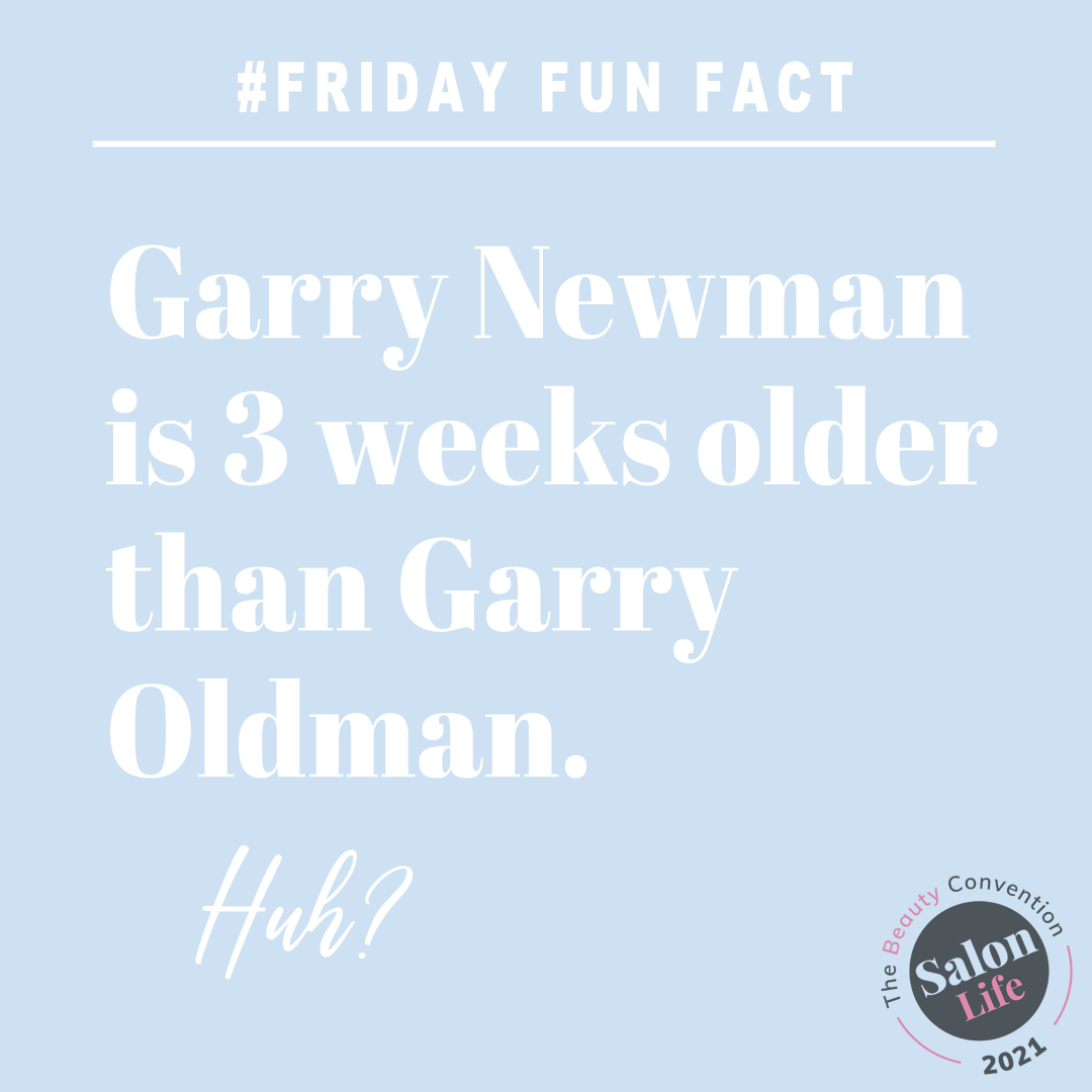 SalonLifeUK's tweet photo. Time for this week's Fun Fact and we think it's a good one. Hopefully you'll find it at least mildly amusing too.
Share your fun facts we'll give you a shout out.
#FridayFunFact
#SalonLifeUK #BeautyConvention #SalonProfessionals #Beauty #Hair #Aesthetics #GaryNuman #GaryOldman https://t.co/mXnUJodScU