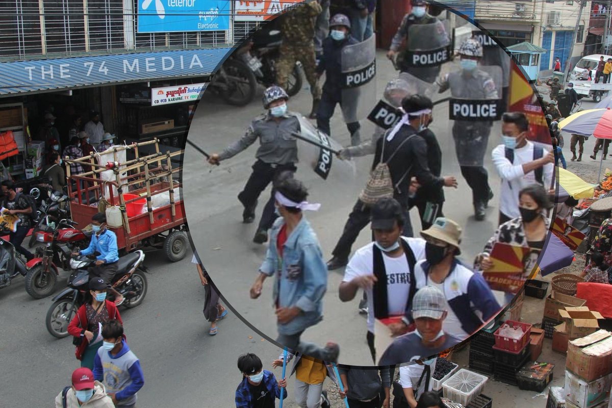 BG_ICEICE's tweet photo. In Myitkyina, the soldiers hit and shot people. They even destroyed our leader's photo. They arrested many journalists too. They don't want people to know about Myitkyina so that they can do whatever they want.
WE NEED JUSTICE
#WhatsHappeningInMyanmar
#Feb19Coup
@freya_cole https://t.co/4hDZ8bLE0t