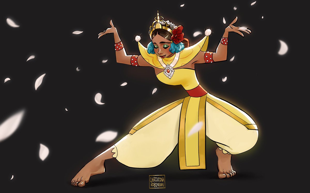 crobinson_art's tweet image. After a lot of sketching, here is my Thai dancer for this month’s #cdchallenge ! #artistsontwitter #characterdesign #illustration #digitalart