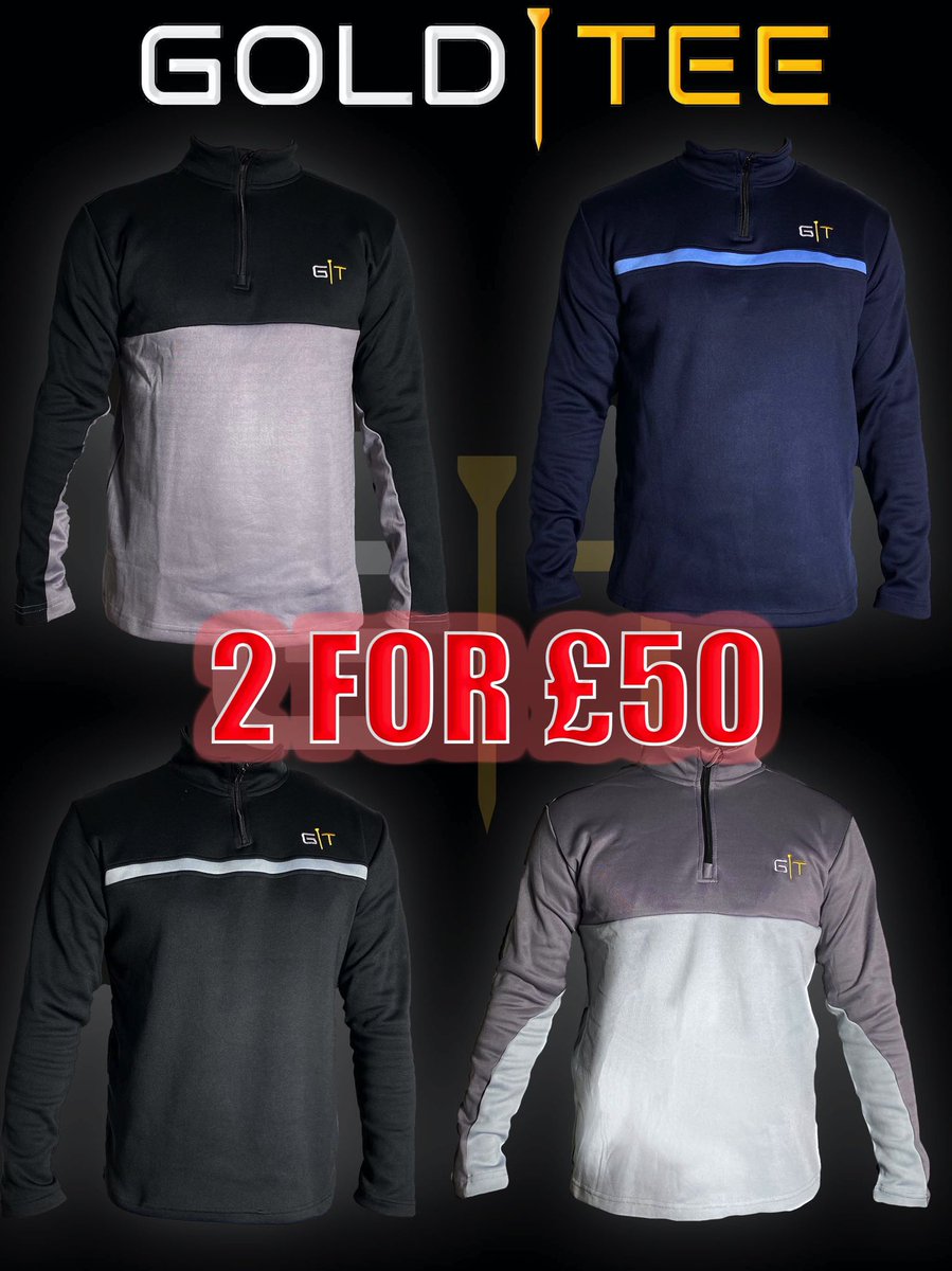 Now live at GoldTee.co.uk 
Discount: GT2FOR50 
Get on these they’re flying! #goldtee #golf #quarterzip #localbusiness