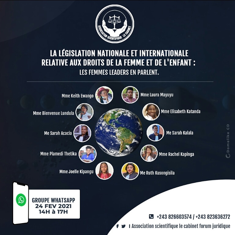 AssociationAsc's tweet photo. Le dpt des Droits de la Femme et pour l'enfant de l'ASC invite les femmes leaders à prendre part au seminaire qu'il organise au tour des questions liées aux instruments juridiques relatifs aux droits de la femme et pour l'enfant le 24 fév à 14h dans le forum whatsapp des femmes. https://t.co/zBZiRUPdg3