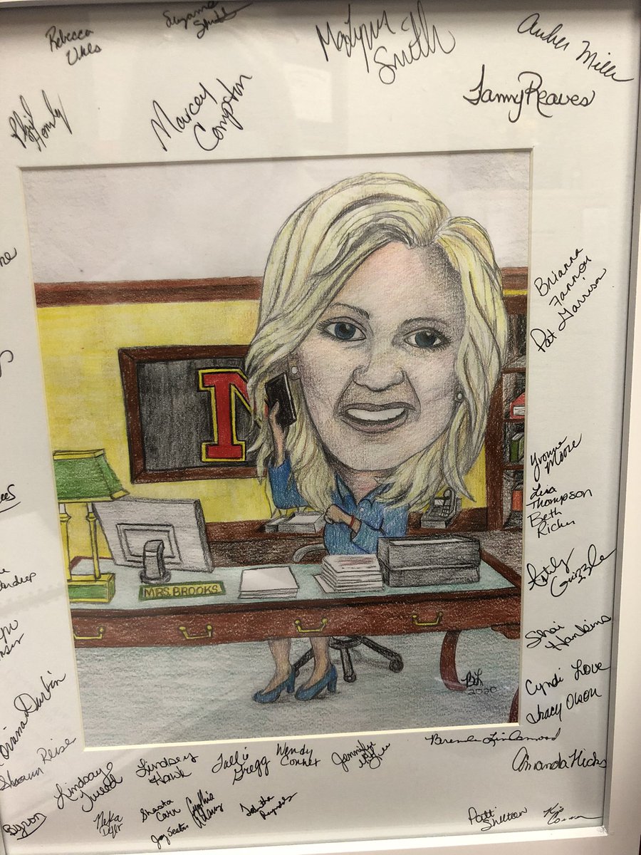 NOLACHUCKEY's tweet photo. I received the cutest gift from my staff today ❤️. Drawn by our art teacher Mrs. Lindamood ❤️I have the BEST staff EVER ❤️ https://t.co/MQRMypVXOI