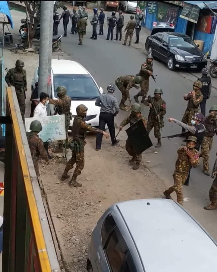 These are rare pictures but true moments happening in Myitkyina City located in Kachin State. The military is using arm forces against the peacefully living civilians and protestors, and arresting innocent people.
#WhatishappeninginMyanmar 
#HereTheVoicesOfMyanmar