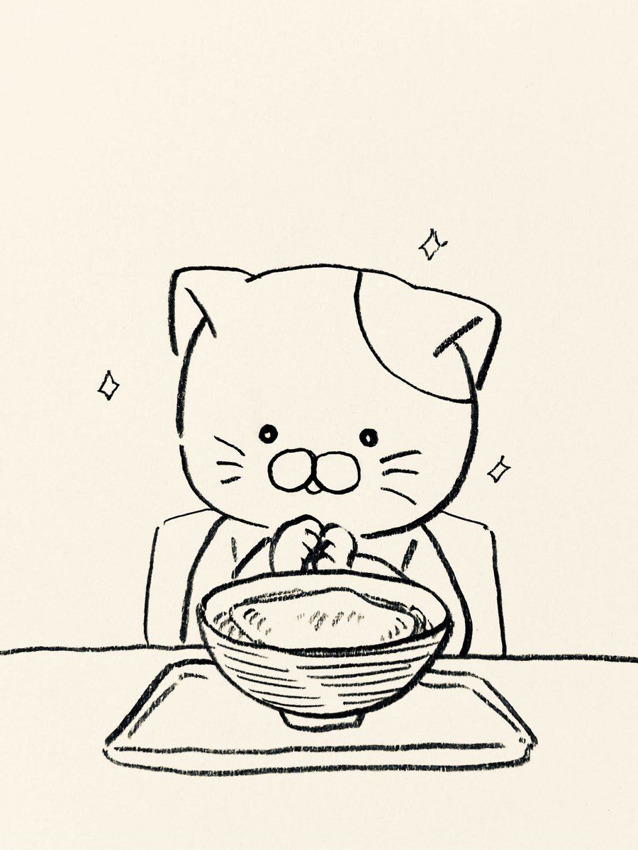 初めて入った蕎麦屋のお揚げが特大で静かに大喜びのネコ 
