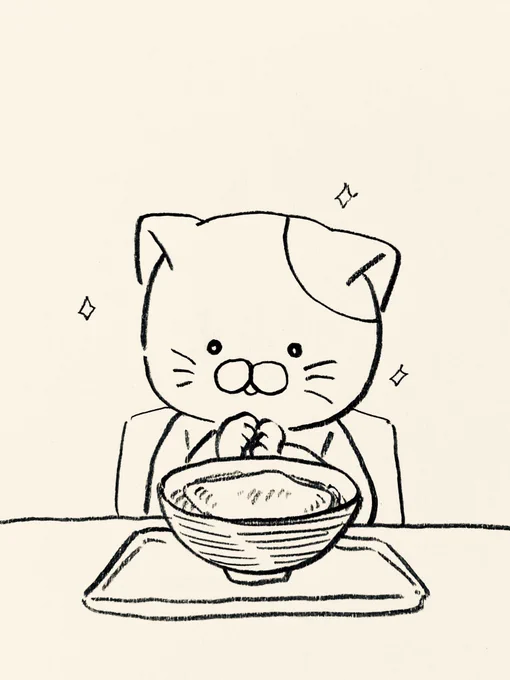 初めて入った蕎麦屋のお揚げが特大で静かに大喜びのネコ 