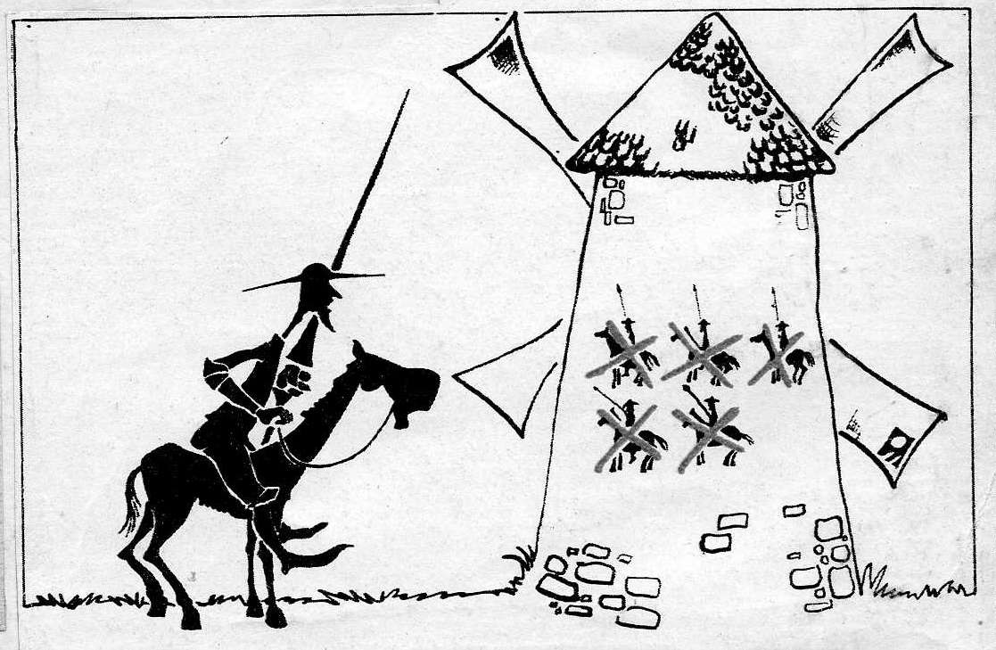 дон кихот санчо и мельница. дон кихот сражается. иллюстрация к роману сервантеса дон кихот. дон кихот сражается с ветряными мельницами. дон кихот сражается.